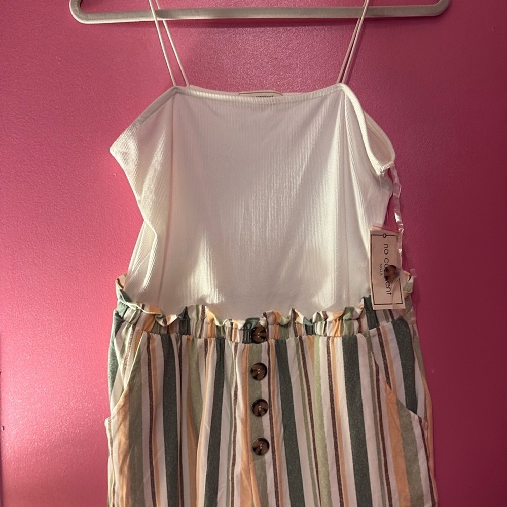 Striped Button-Front Romper - Picture 2 of 6